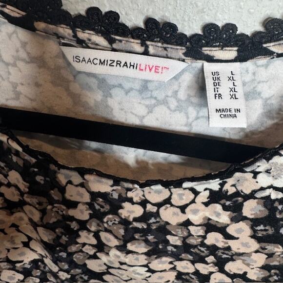 Isaac Mizrahi Live! Ditsy Floral Printed Flounce Dress w/ Lace Trim Neutral - Picture 7 of 13